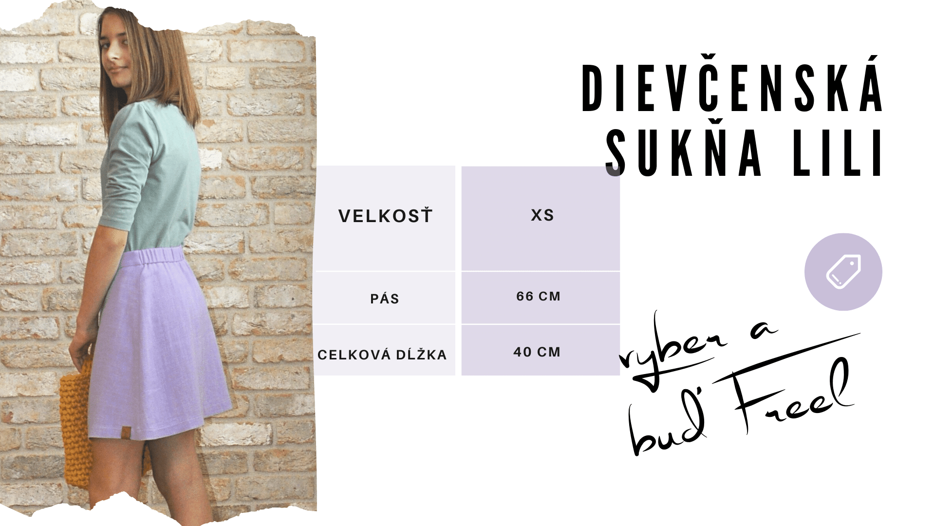 Veľkostná tabuľka Dievčenská sukňa Lili_Freel